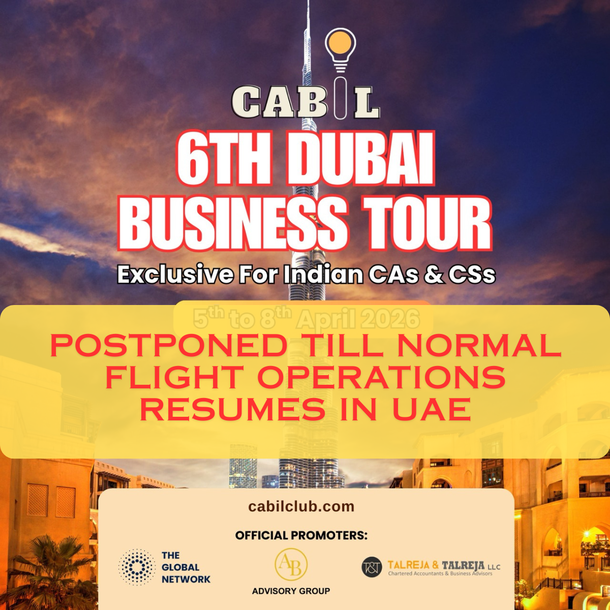 6th Dubai Business Tour for CAs & CSs - April 2026